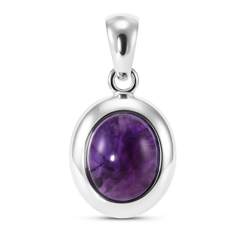 Pendentif Argent Amethyste Cabochon Ovale 12x10 mm