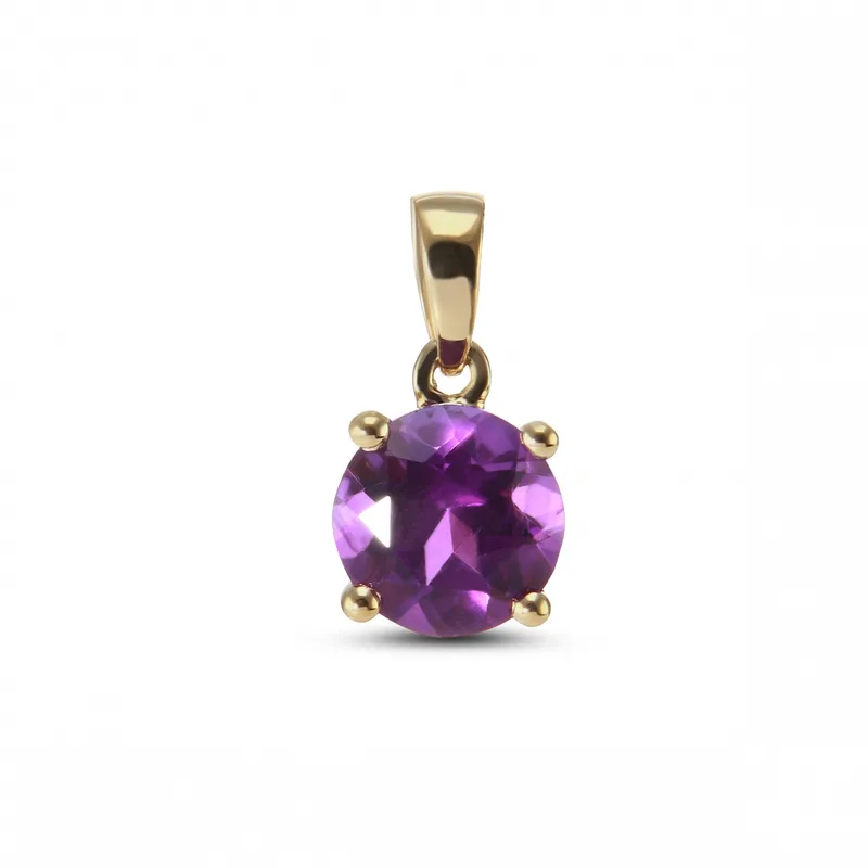 Pendentif Or Jaune 750 Amethyste Ronde 6mm
